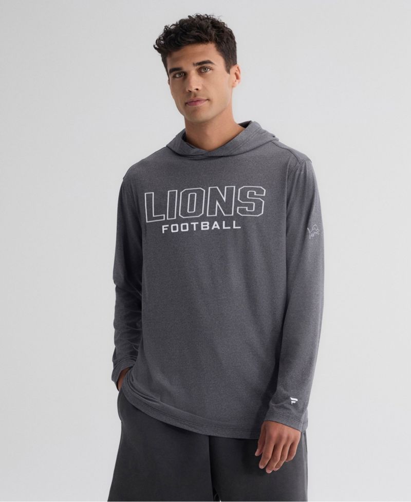 Men's Charcoal Detroit Lions Clutch Long Sleeve Hooded T-Shirt