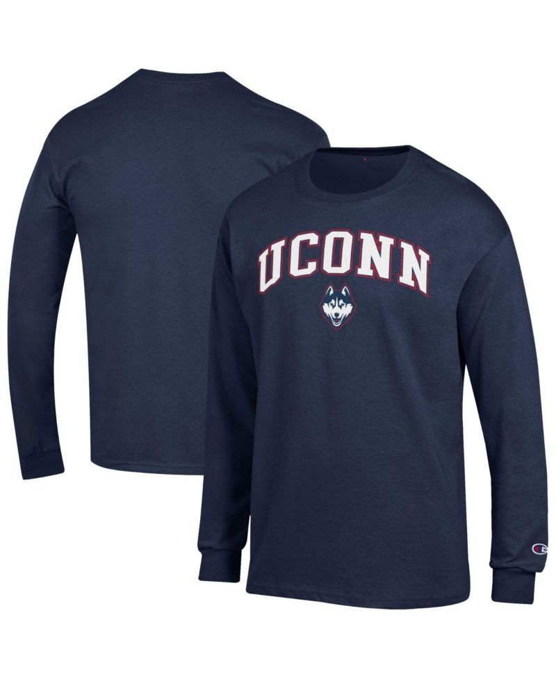 Men's Navy UConn Huskies Arch Over Logo Long Sleeve T-Shirt