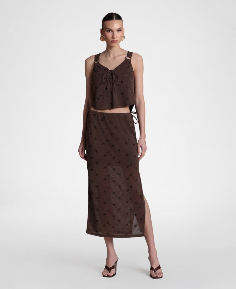 Women's Embellished Sweater Midi Skirt