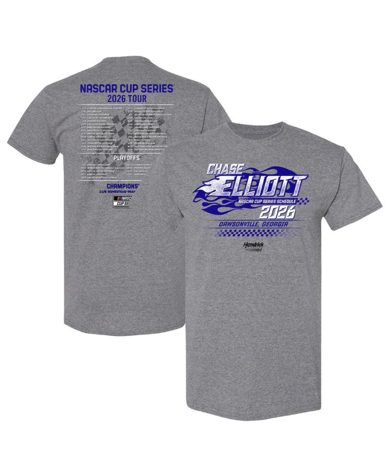 Men's Heather Charcoal Chase Elliott 2026 NASCAR Schedule T-Shirt