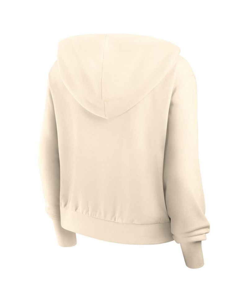 Women's Cream New York Jets Glory Cropped Full-Zip Hoodie