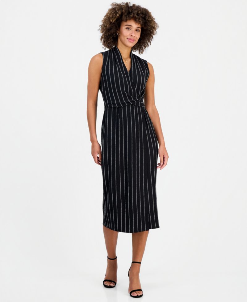 Women's Wrap-Front Sleeveless Midi Dress