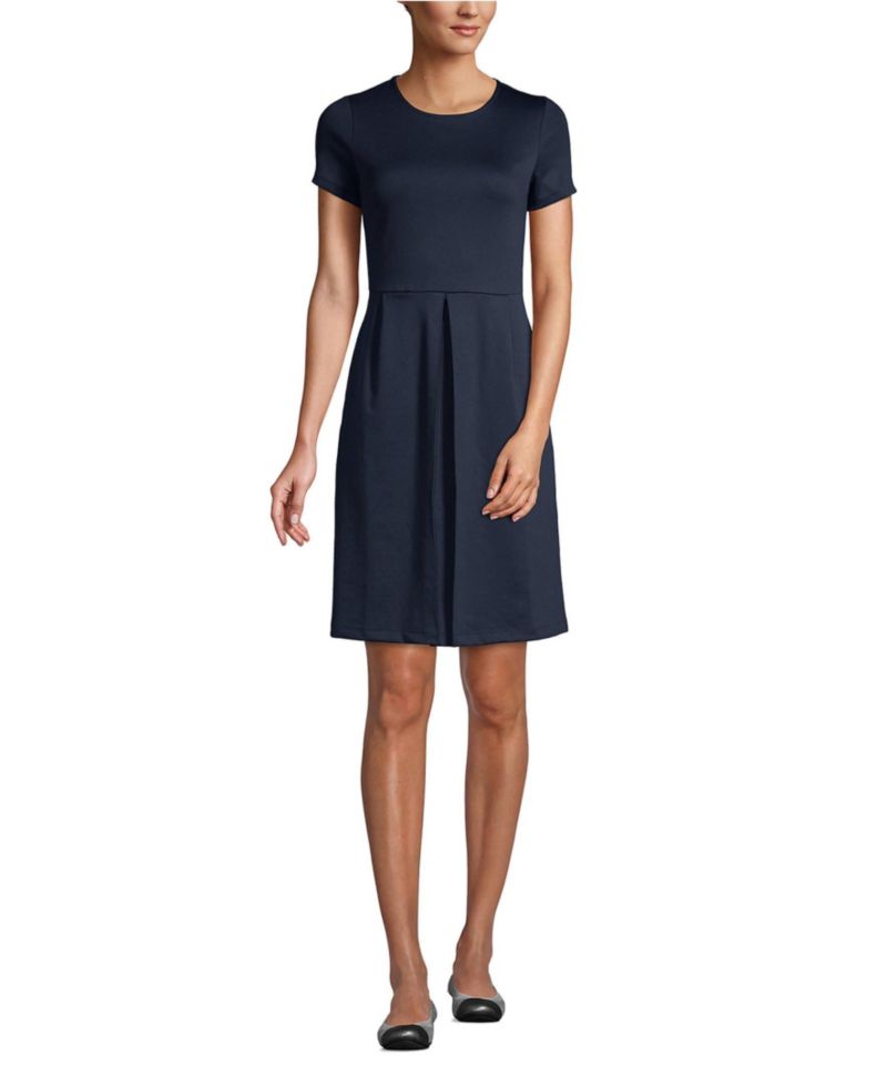 Women's Short Sleeve Ponte Dress Top of Knee