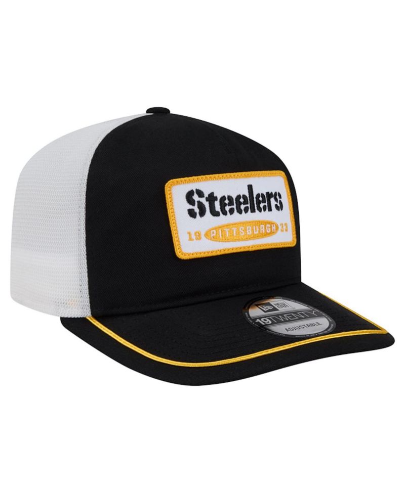 Men's Black/White Pittsburgh Steelers Patch 19TWENTY Adjustable Hat