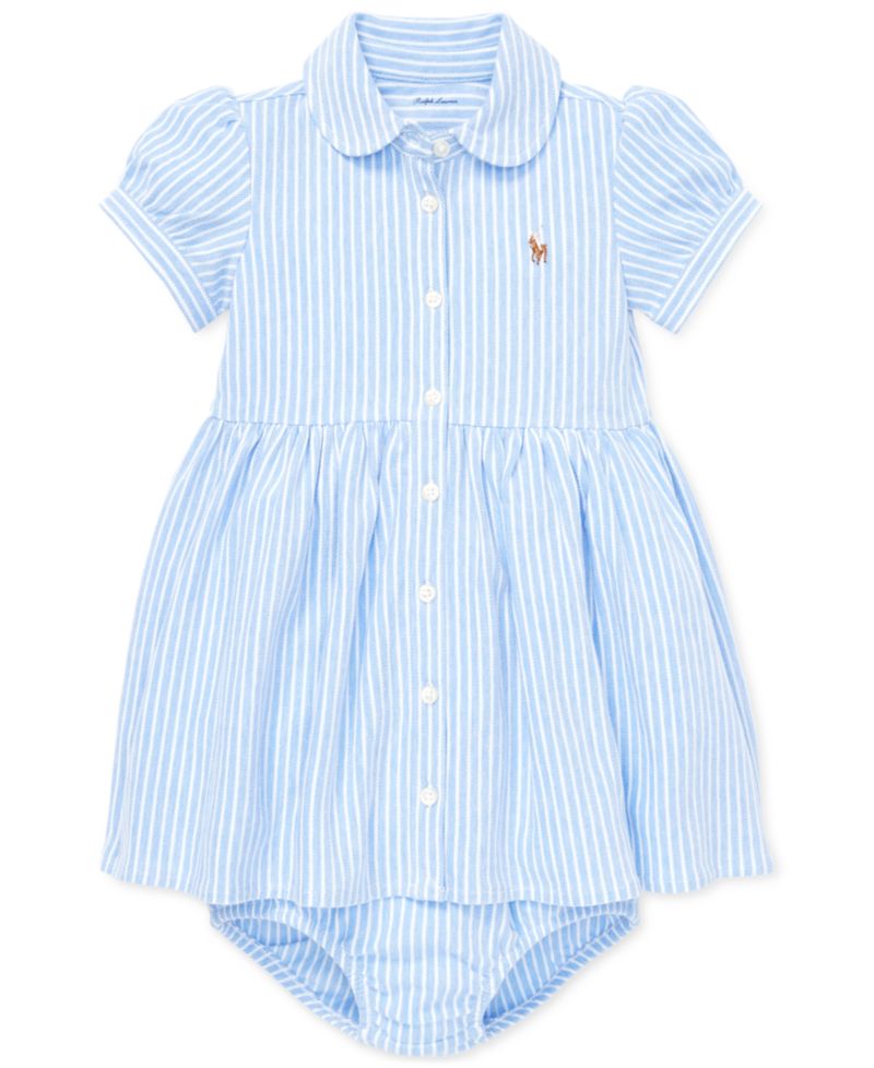 Baby Girls Striped Knit Oxford Dress