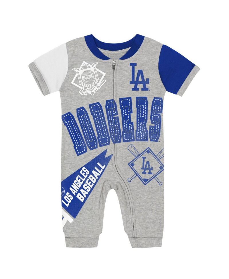Baby Boys and Girls Gray Los Angeles Dodgers Hitter Up Full-Zip Jumper
