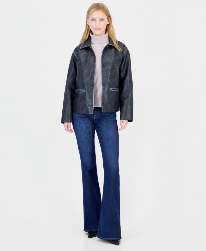 Women's Oversized Faux Leather Coat
