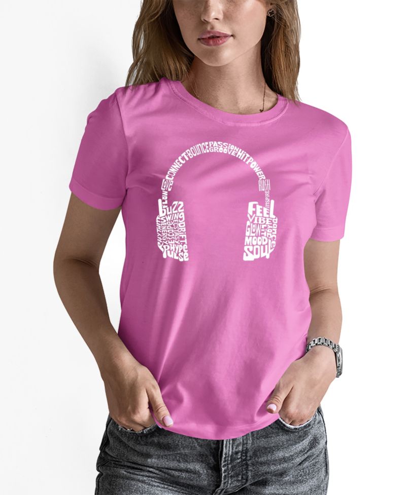 Women's Mood Headphones Word Art Pullover Top