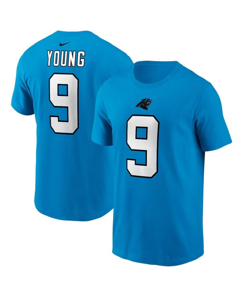 Men's Bryce Young Blue Carolina Panthers 2023 NFL Draft First Round Pick Player Name & Number T-Shirt