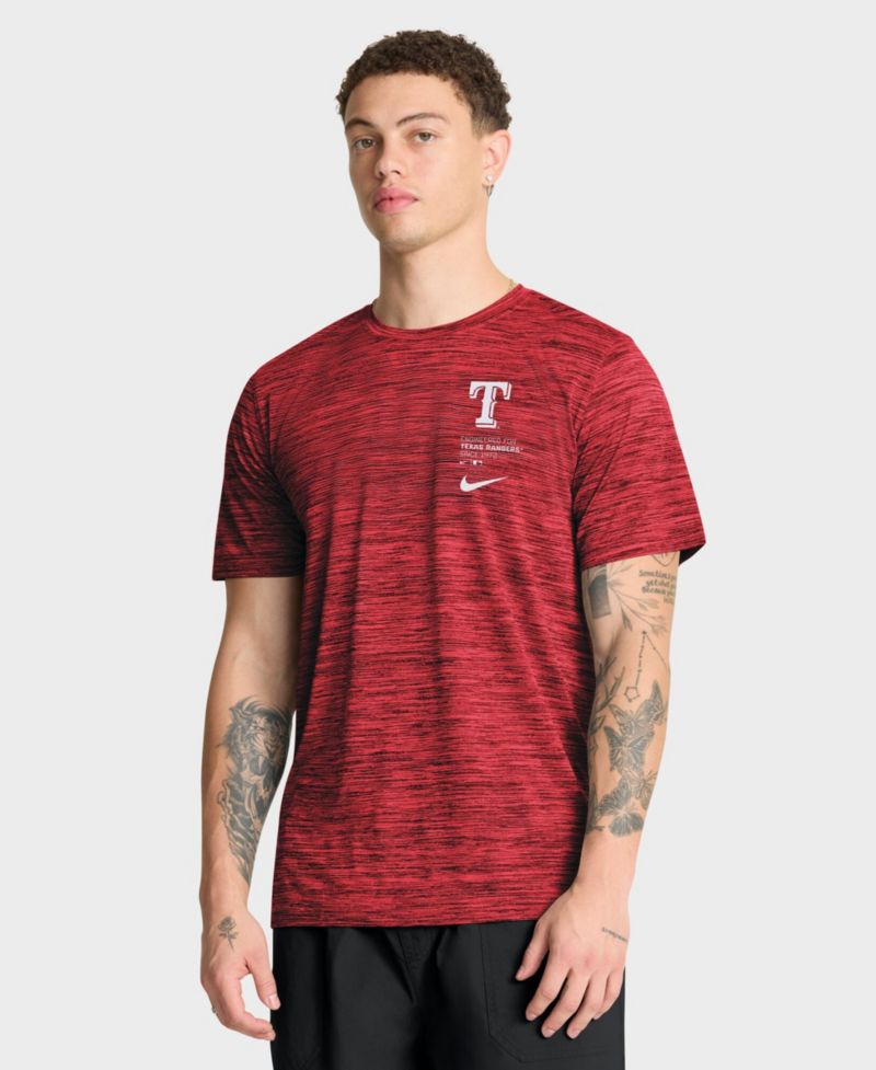 Men's Texas Rangers Velocity Cross-Dyed Pattern T-Shirt