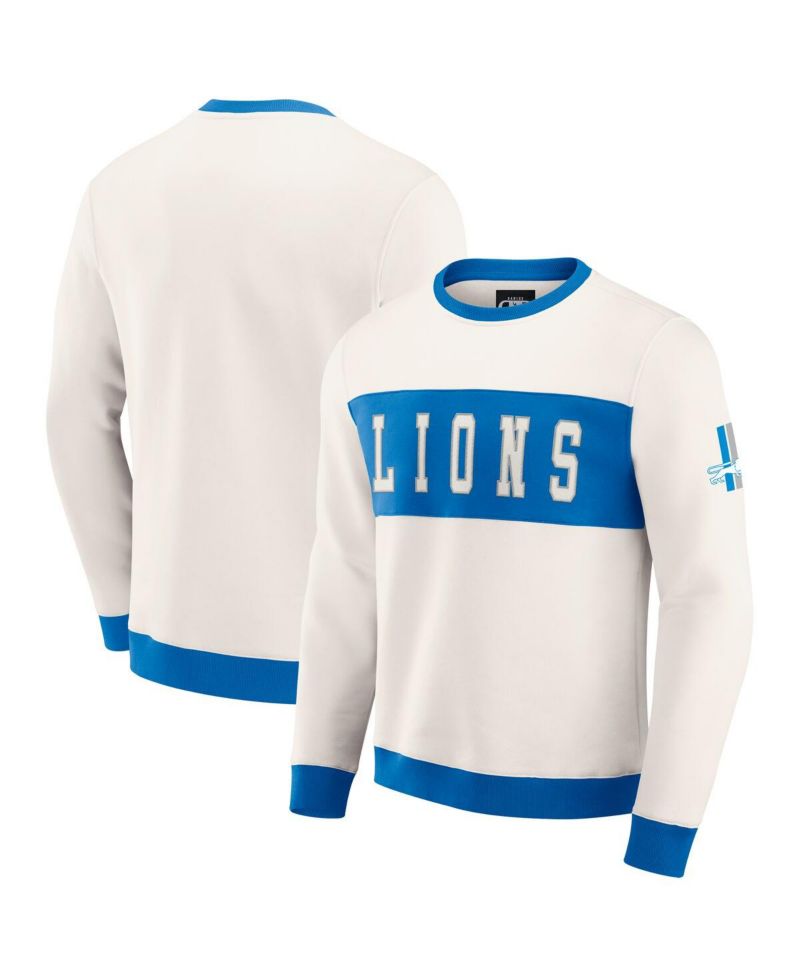 Darius Rucker Collection by Men's Cream Detroit Lions Color Block Crewneck Sweatshirt