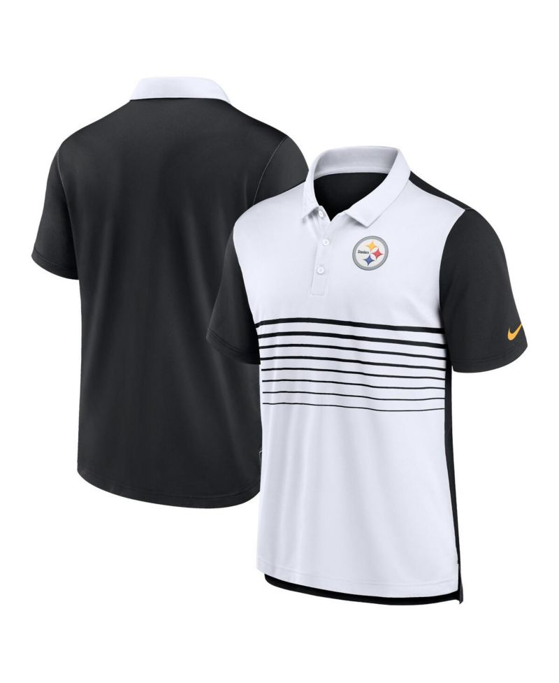 Men's Black, White Pittsburgh Steelers Fashion Performance Polo Shirt