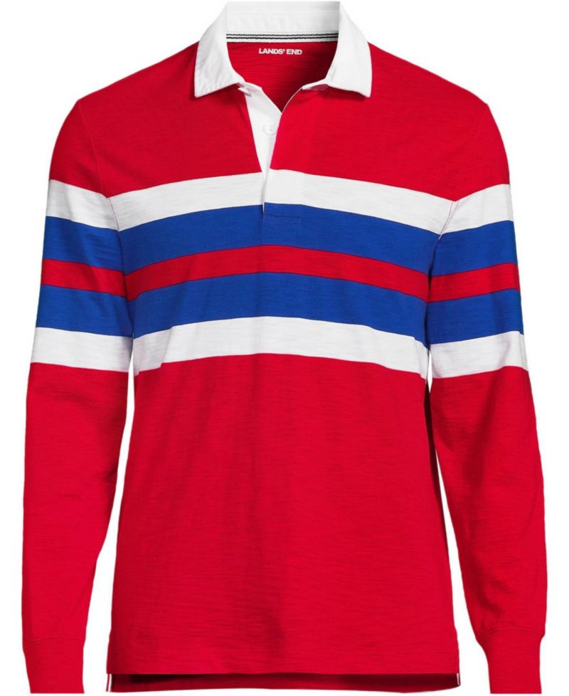 Men's Long Sleeve Lightweight Slub Rugby Polo