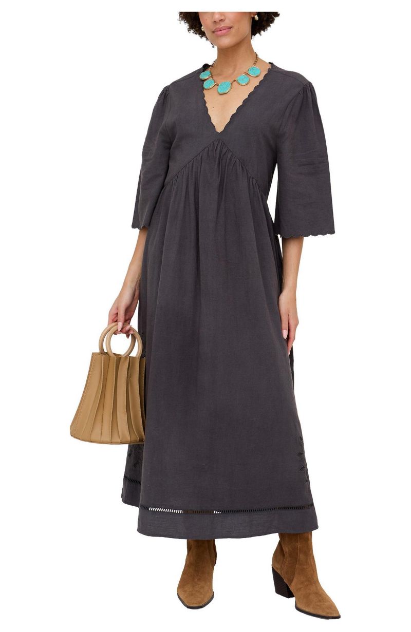 Women's Ibiza Smock Embroidered Midi Dress
