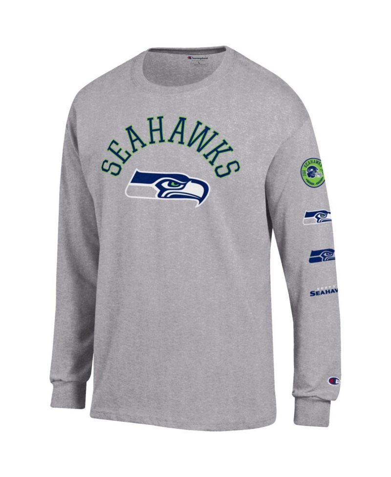 Men's Heather Gray Seattle Seahawks Seal Long Sleeve T-Shirt