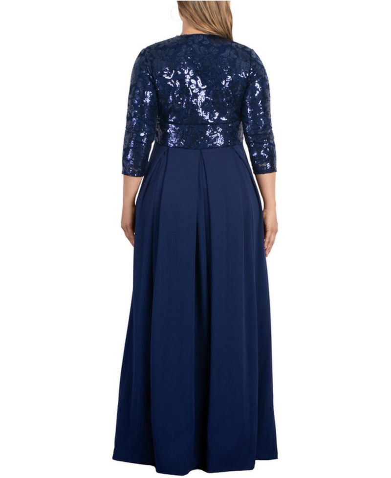 Women's Plus Size Paris Pleated Sequin Gown