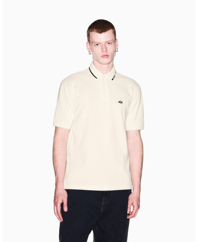 Men's Pique Tipping Wording Polo Shirt
