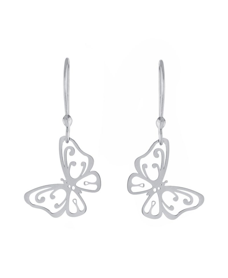 Sterling Silver Laser Cut Butterfly Drop Earrings
