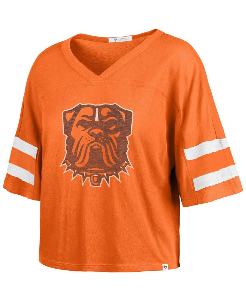 Women's Orange Cleveland Browns Premier Scout Cropped V-Neck T-Shirt