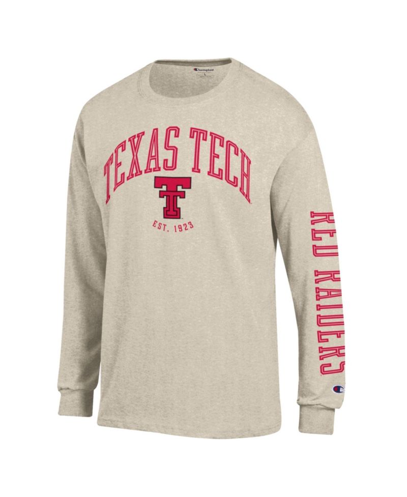 Men's Heather Oatmeal Texas Tech Red Raiders Neutral Arch Long-Sleeve T-Shirt