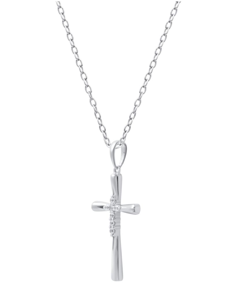 Diamond Cross 18" Cross Pendant Necklace (1/10 ct. t.w.) in Sterling Silver