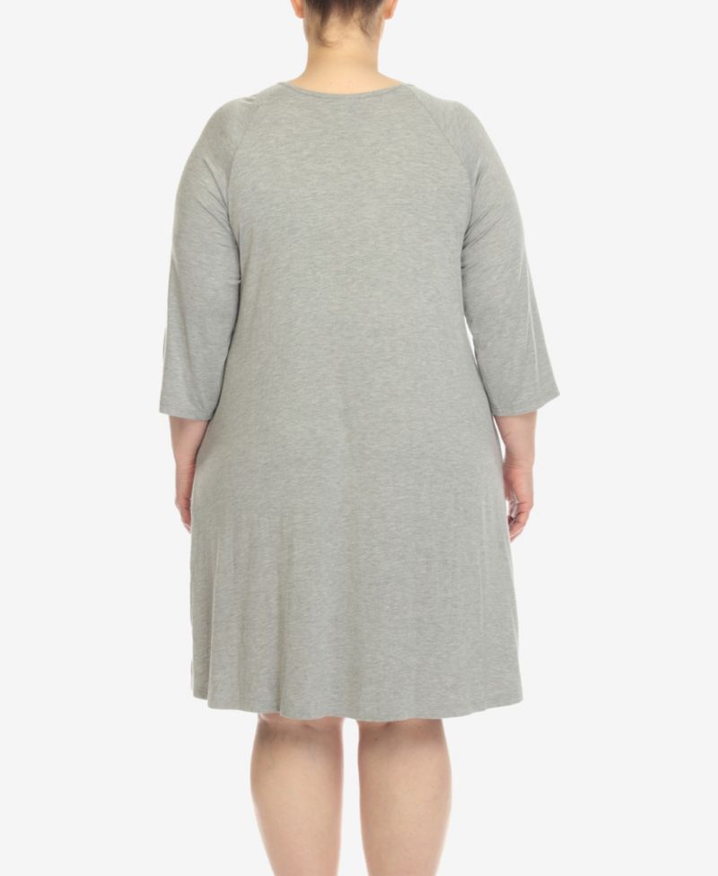 Plus Size Criss Cross Neckline 3/4 Sleeve Swing Dress