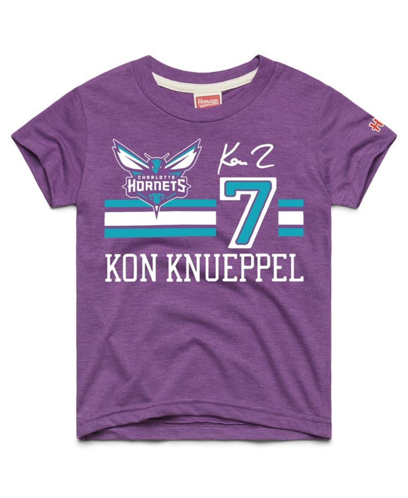 Big Boys and Girls Kon Knueppel Purple Charlotte Hornets Remix Signature Name & Number Tri-Blend T-Shirt