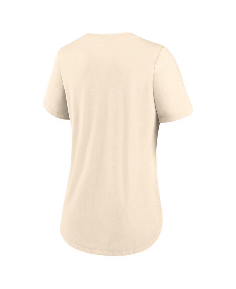 Women's Cream Michigan Wolverines Script Logo Tri-Blend T-Shirt