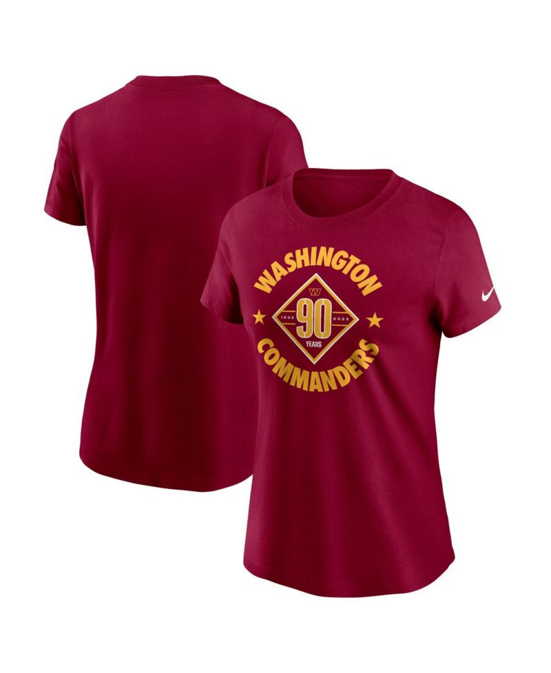 Women's Burgundy Washington Commanders 90th Anniversary T-Shirt