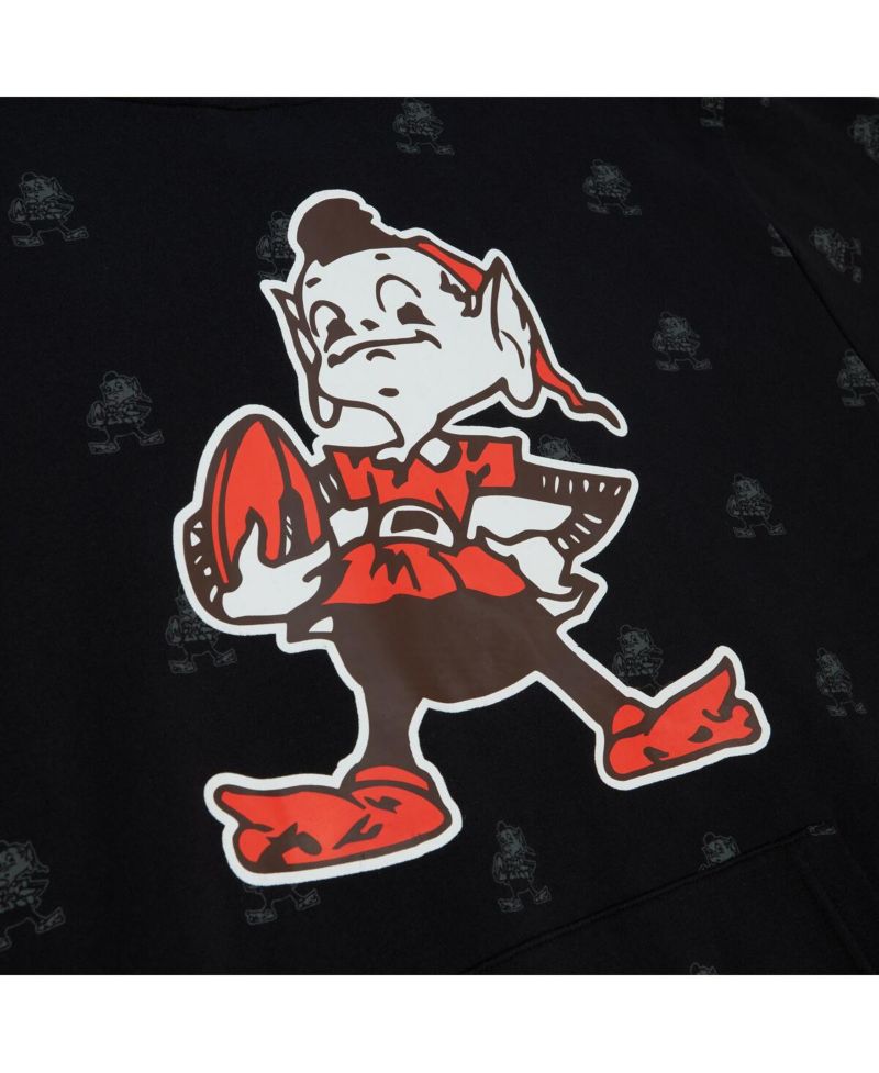 Men's Black Cleveland Browns Allover Print Fleece Pullover Hoodie