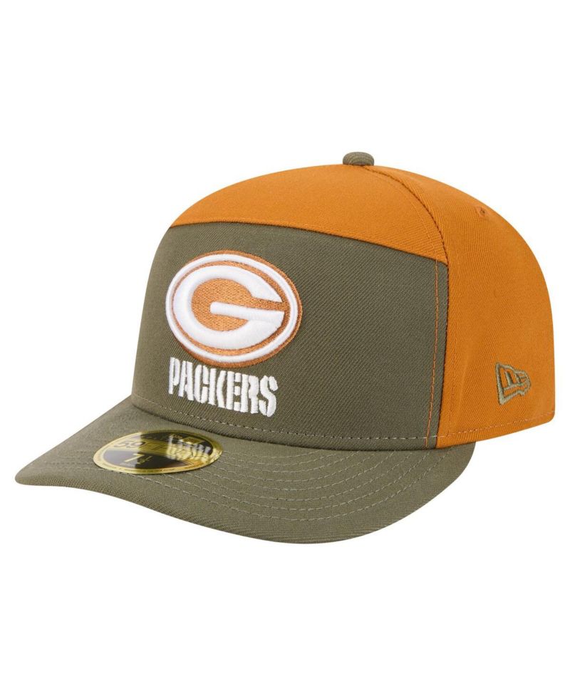 Men's Olive/Brown Green Bay Packers Two-Tone Color Pack Split Panel 59FIFTY Fitted Hat