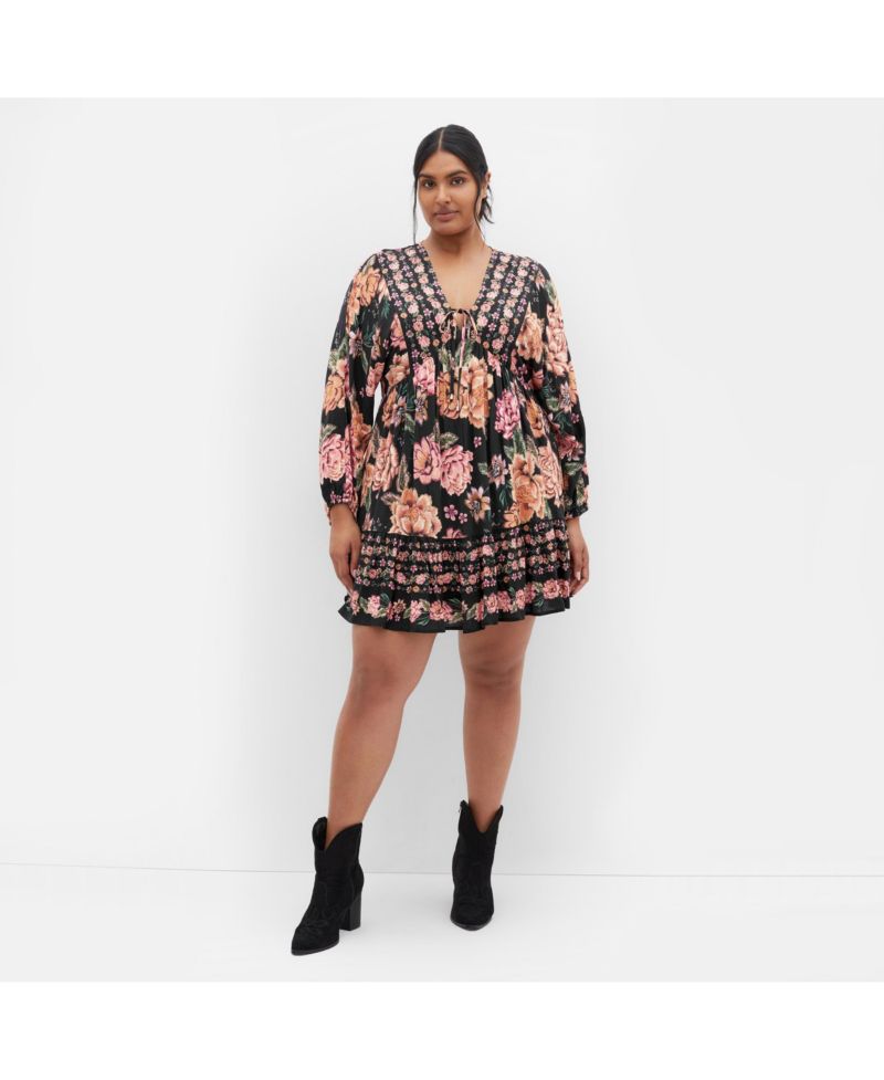 Plus Size Devine Mini Border Dress
