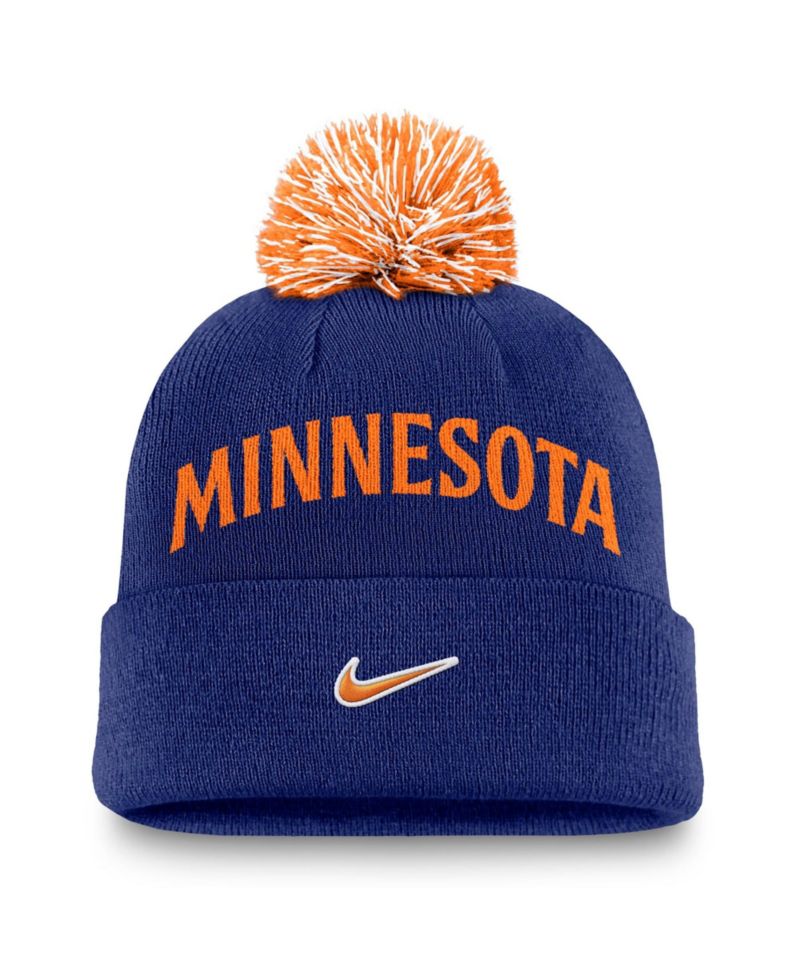 Men's Royal Minnesota Twins Peak Cuffed Knit Hat with Pom
