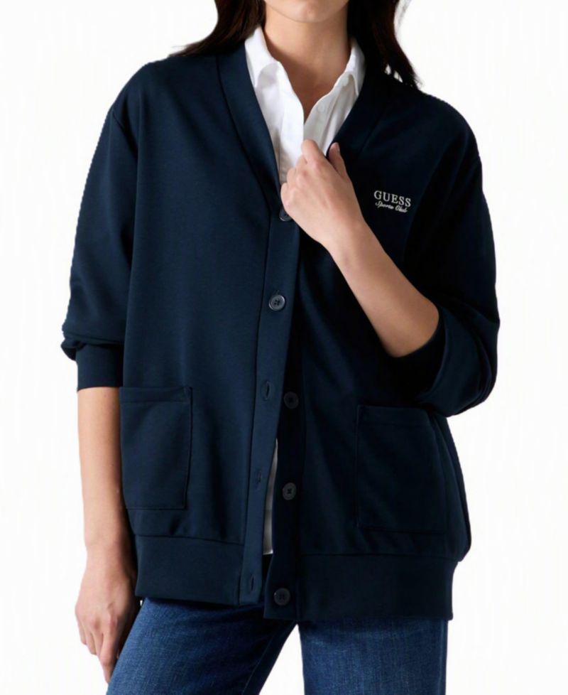 Women's Phoebe Oversized Embroidered Logo Cotton-Blend Cardigan Sweater
