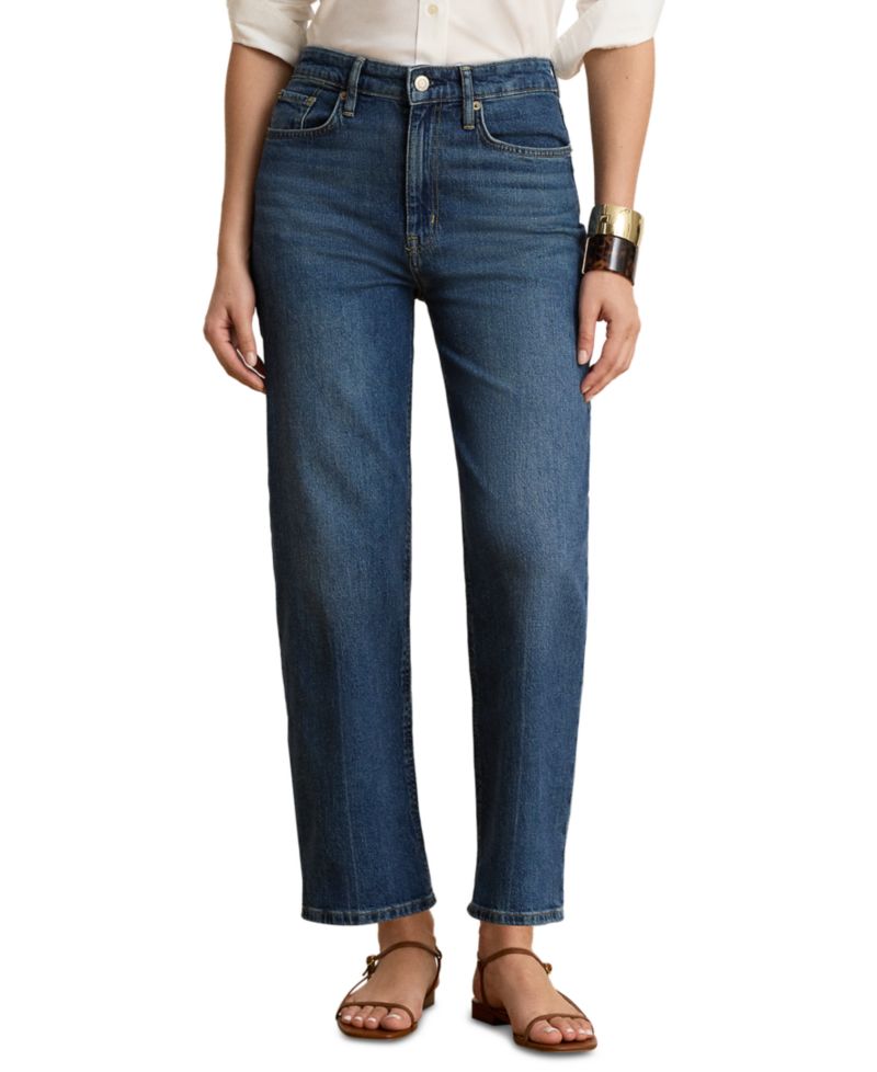 Petite High-Rise Relaxed Straight Ankle Jeans