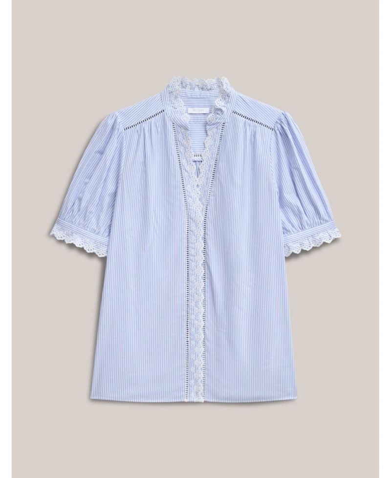 Women's Naima Scalloped Lace Trim Pintuck Blouse