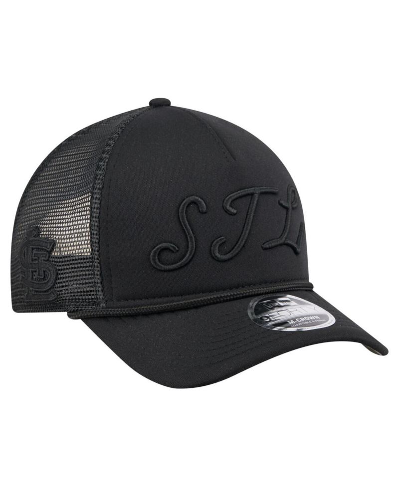 Men's Black St. Louis Cardinals City Initial 9FORTY A-Frame M-Crown Adjustable Trucker Hat