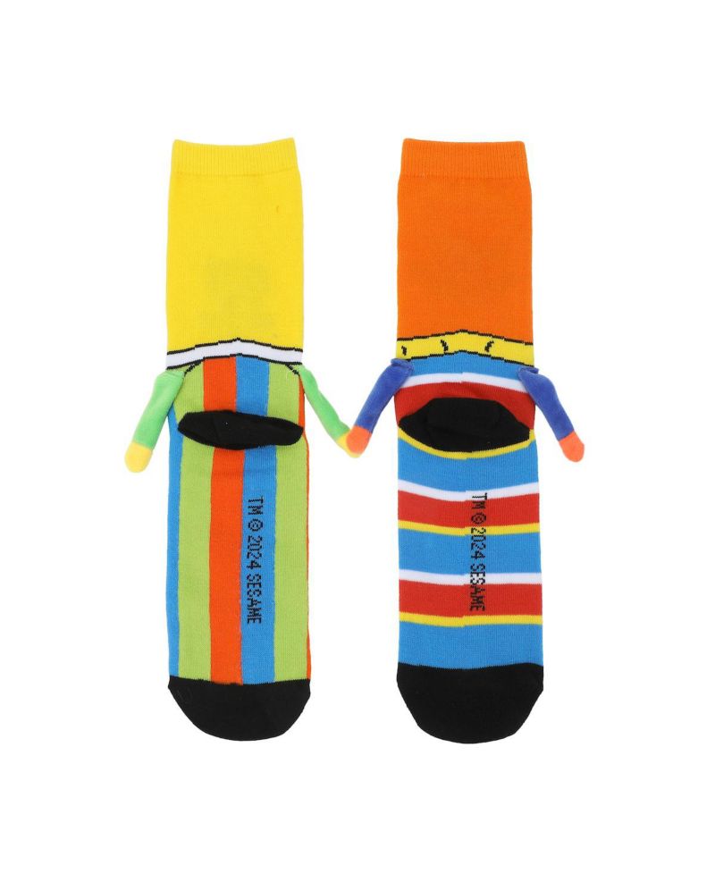 Women's Bert and Ernie Casual Crew Socks With 3D Arms and Magnetic Hands