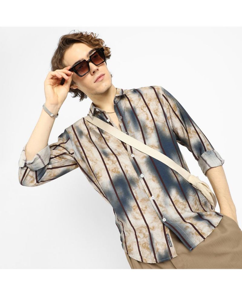 Men's Tie-Dye Striped Shirt