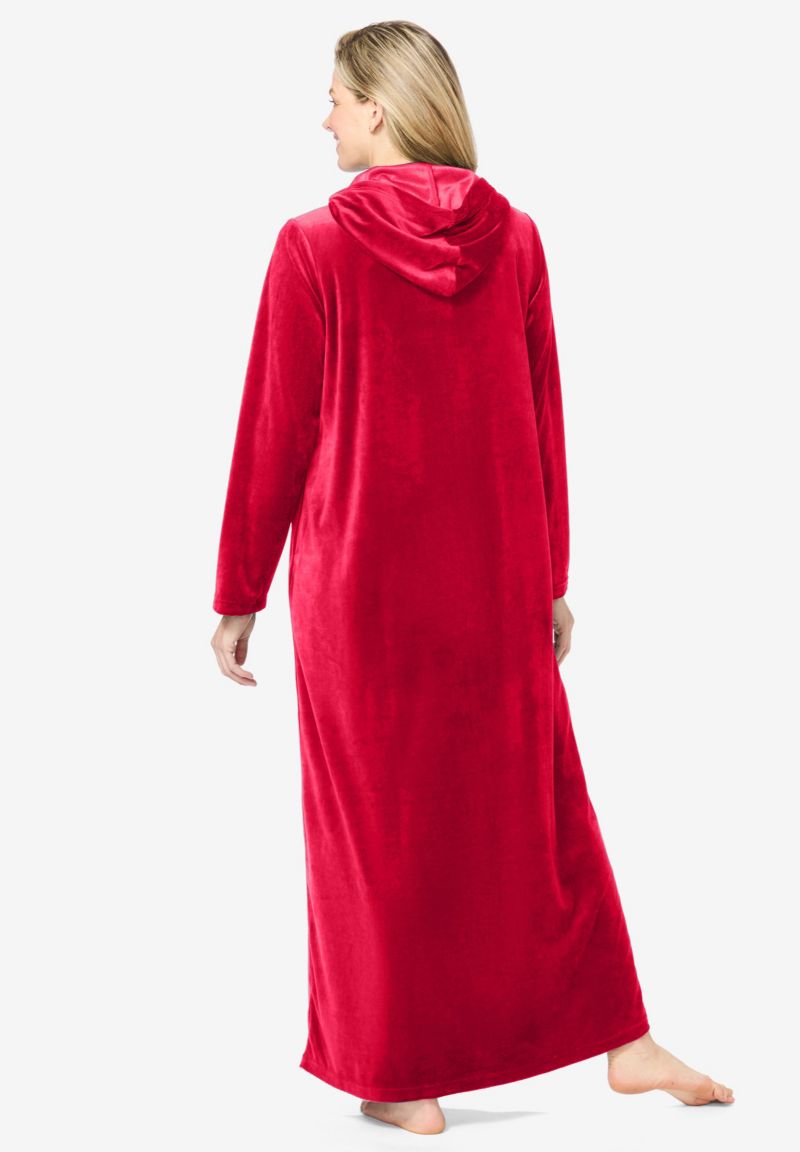 Plus Size Dreams and Co. Dreams and Co Hooded Velour Robe