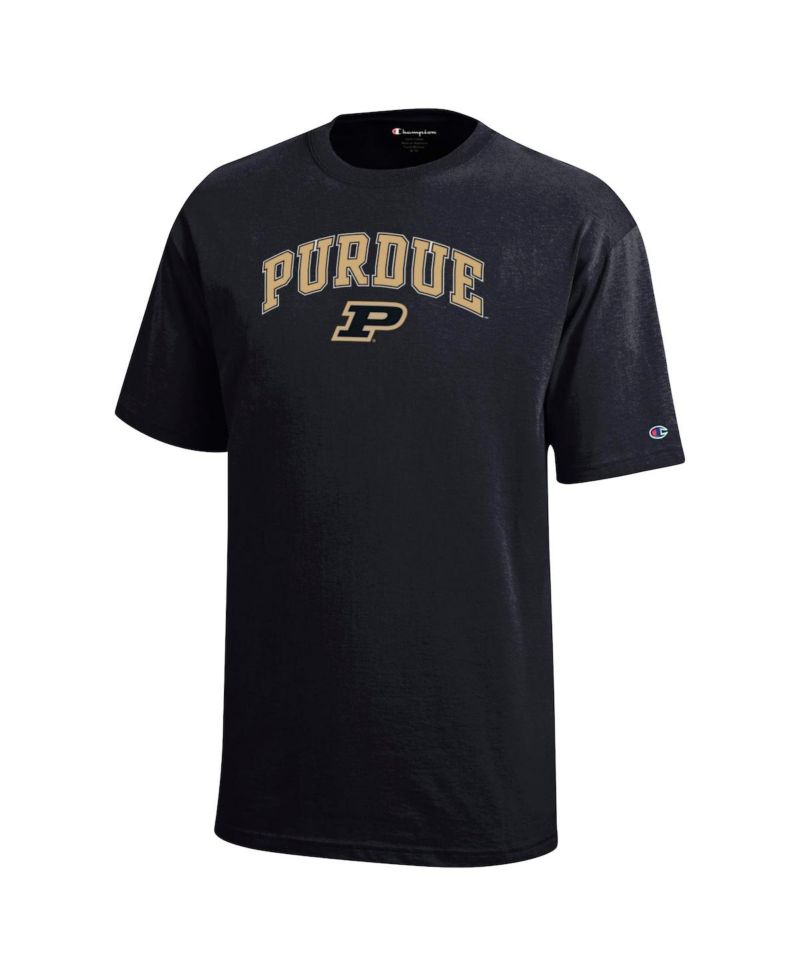 Big Boys and Girls Black Purdue Boilermakers Arch Over Logo T-Shirt