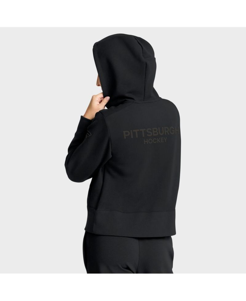 Women's Black Pittsburgh Penguins Authentic Pro Road Tri-Blend Quarter-Zip Hoodie