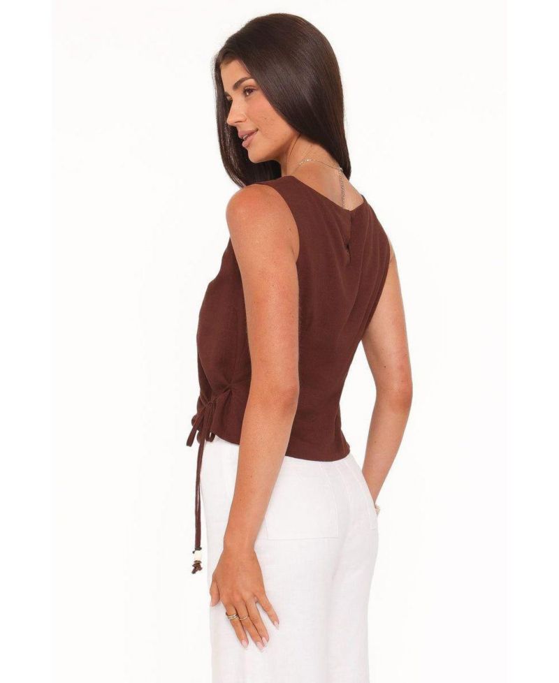 Women's Heloise Boat-Neck Sleeveless Side-Tie Blouse