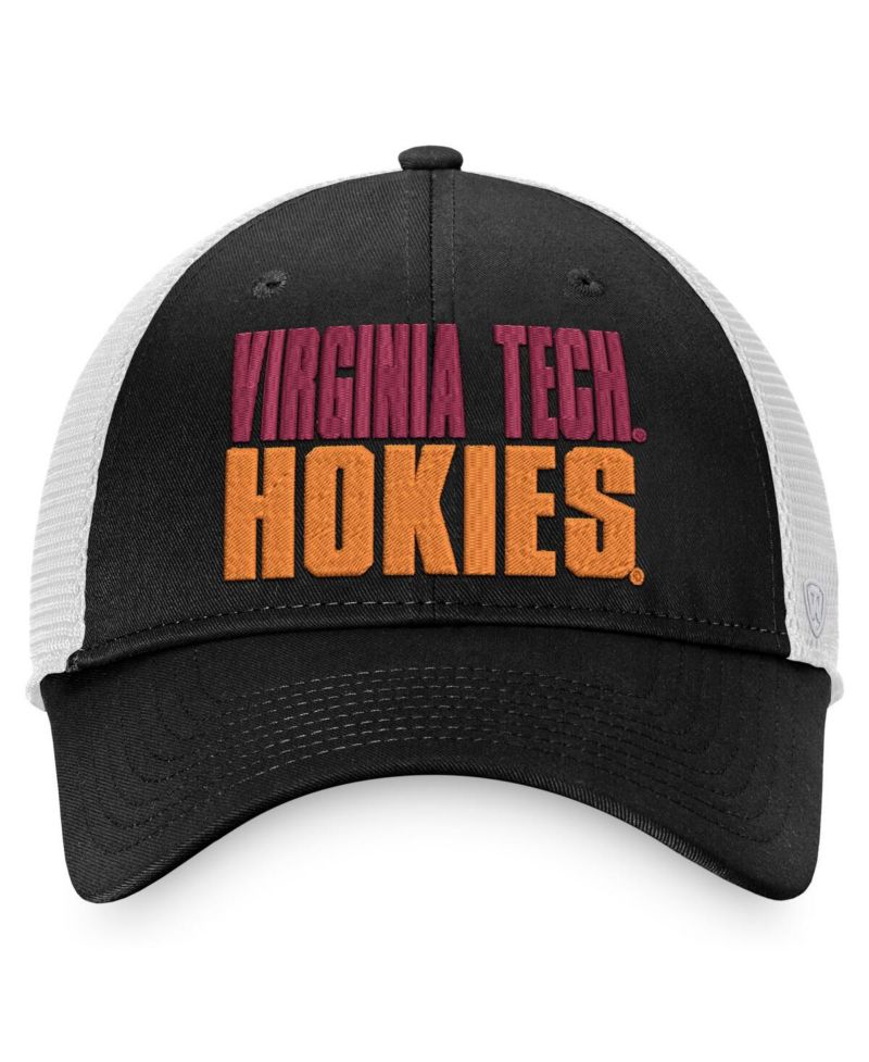 Men's Black, White Virginia Tech Hokies Stockpile Trucker Snapback Hat