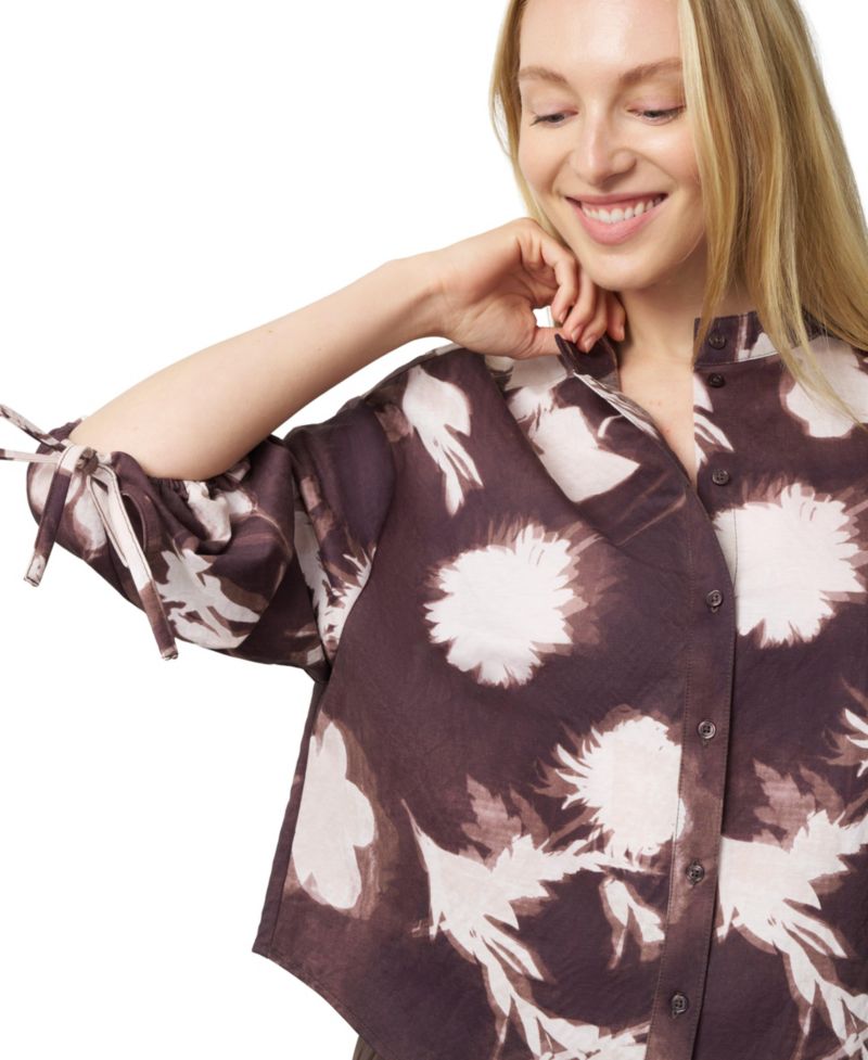 Women's Floral-Print Balloon-Sleeve Blouse