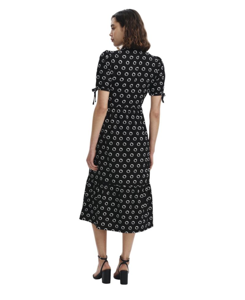 Women's Estee Tiered Polka-Dot Print Midi Shirt Dress