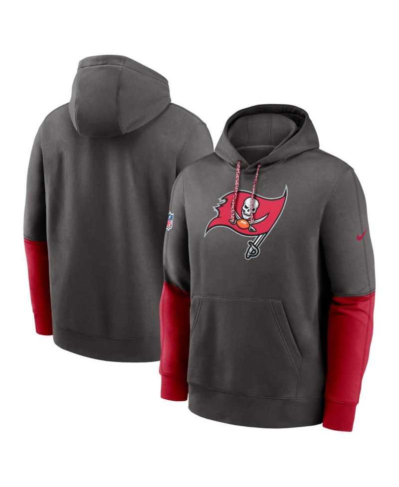 Men's Pewter/Red Tampa Bay Buccaneers 2024 Sideline Club Pullover Hoodie