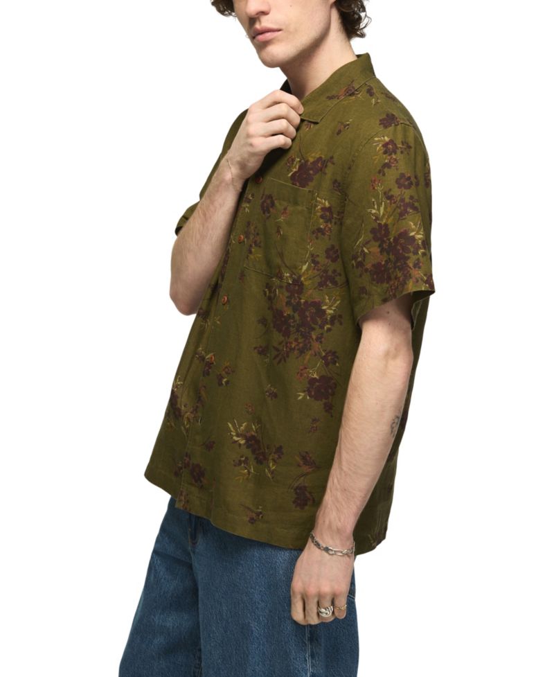 Men's Printed Short-Sleeve Camp Collar Shirt