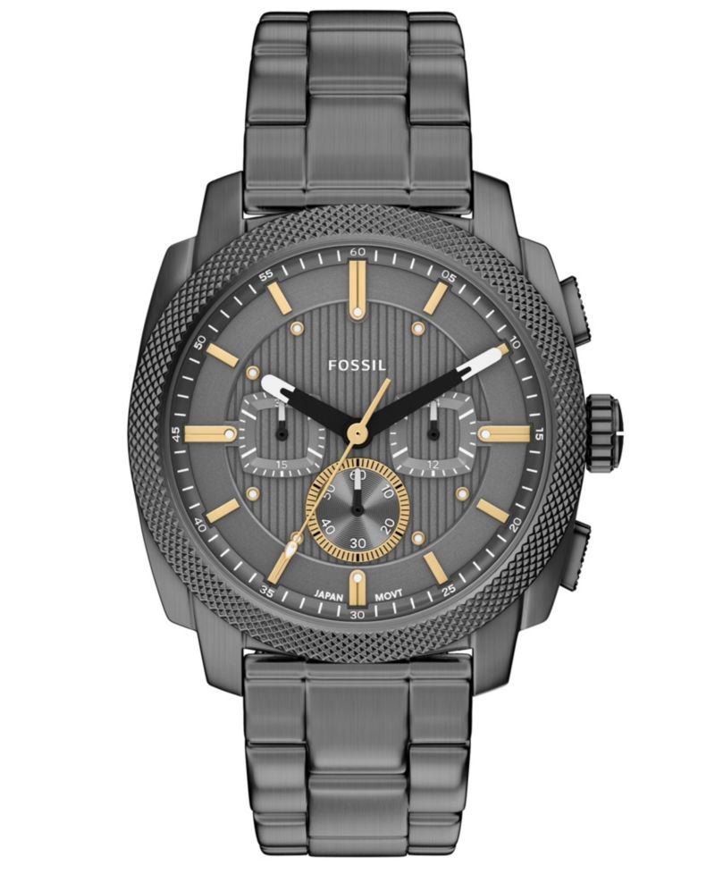 Men's Machine Chronograph Smoke Stainless Steel Watch, 44mm