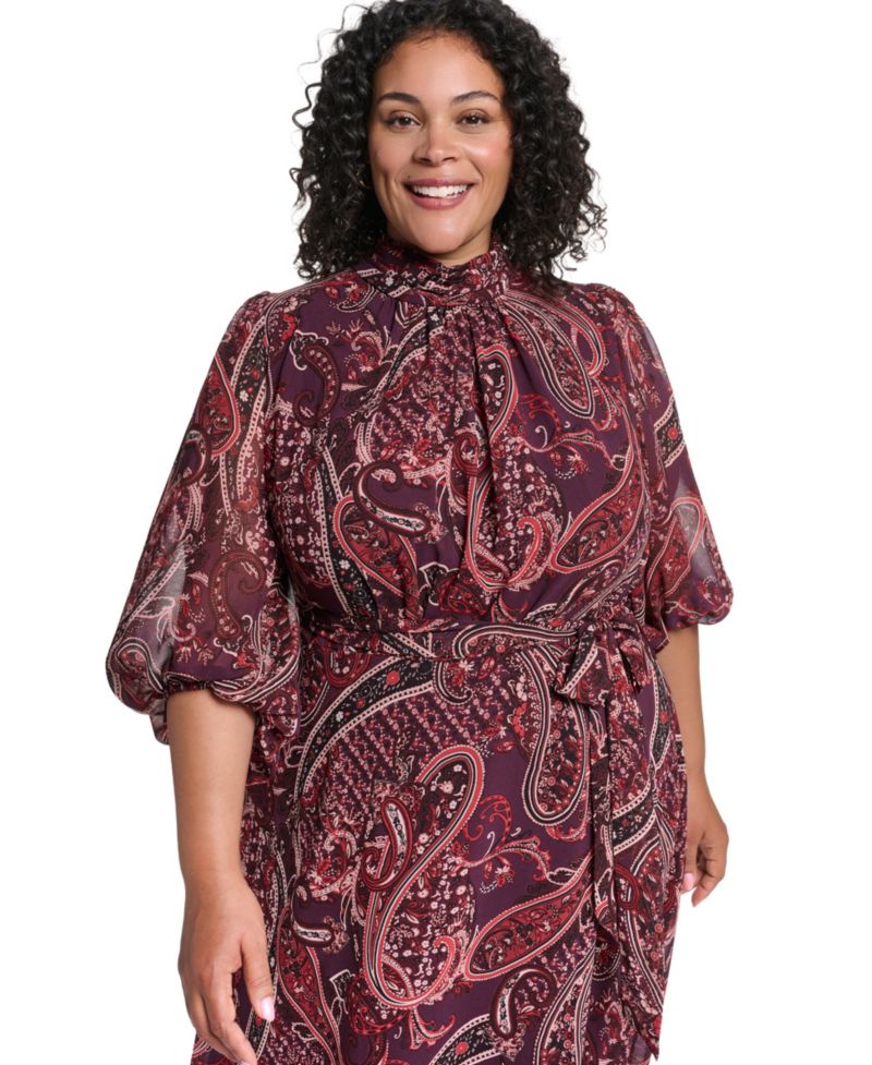 Plus Mock Neck Tiered Maxi Dress